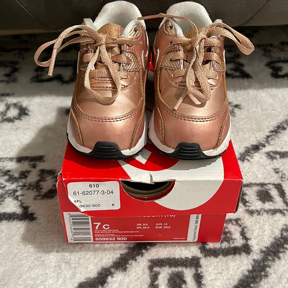 Baby girls size 7 rose gold Nike air max
